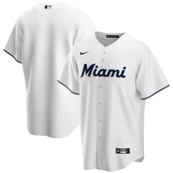 Men's Miami Marlins Blank White Cool Base Stitched MLB Jersey